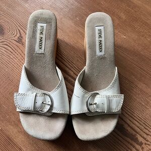Steve Madden Women's Cream Buckle Mules - Size 8